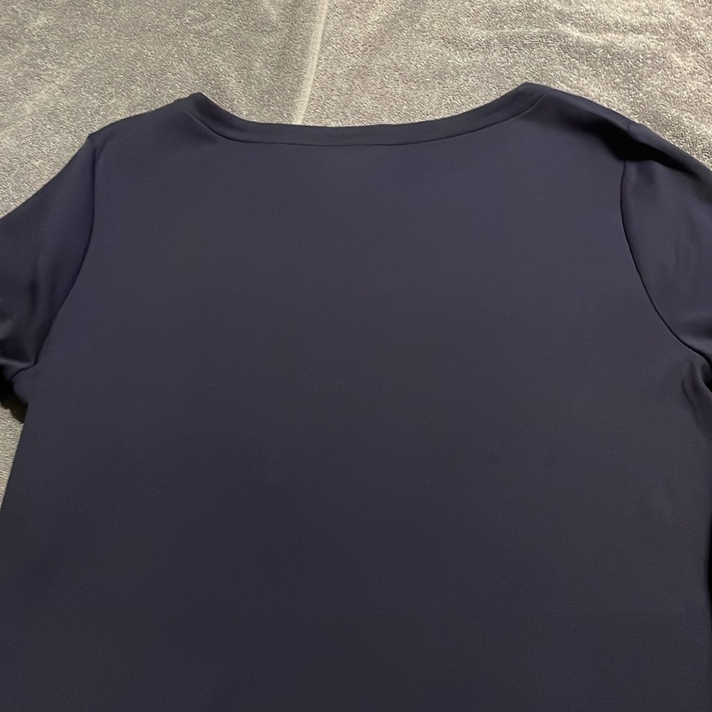 The Talbots Tee Women’s Navy Blue Split V-Neck Top - Pima Cotton, size Large - Picture 4 of 9